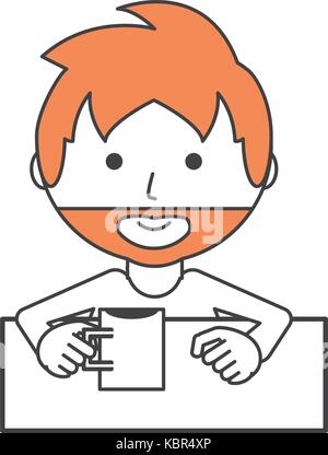 L'homme dessin animé avec des ustensiles de dessin sur fond blanc un design coloré vector illustration Illustration de Vecteur