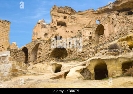 Vieille ville troglodyte à cavusin, Cappadoce, Turquie Banque D'Images