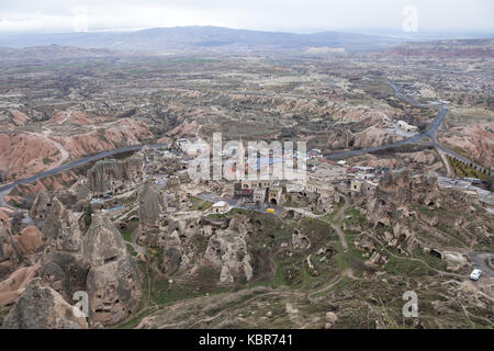 Paysage de Cappadoce. Vue de dessus d'Uchisar Turquie et les vallées environnantes. Banque D'Images