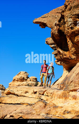 Randonnées dans la région de Little petra, Jordanie Banque D'Images