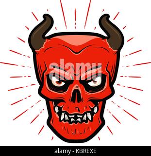 Portrait du diable en colère. halloween, satan, Lucifer, l'enfer, symbole devilry. cartoon vector illustration Illustration de Vecteur