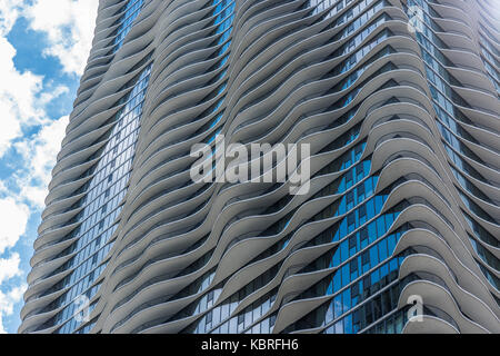 Détail extérieur de la tour Aqua conçu par Studio Gang Banque D'Images