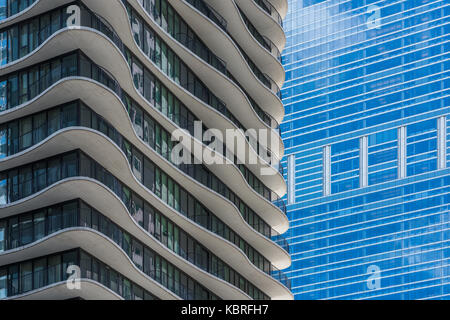 Détail extérieur de la tour Aqua conçu par Studio Gang Banque D'Images