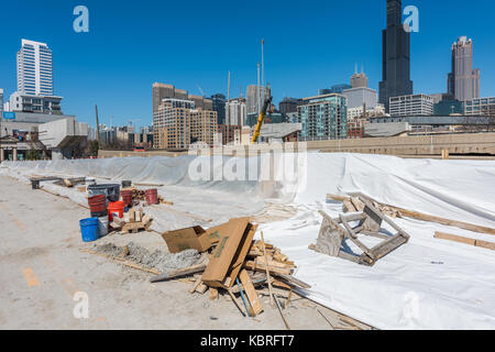 Reconstruction de la Jane Byrne Circle de correspondance dans le centre-ville de Chicago. Banque D'Images