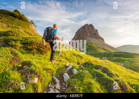 Palon montagne au lever du soleil, l'Europe, Italie, Trentin-Haut-Adige, la vallée de non, nana vallay, Trento, municipalité de district cles Banque D'Images