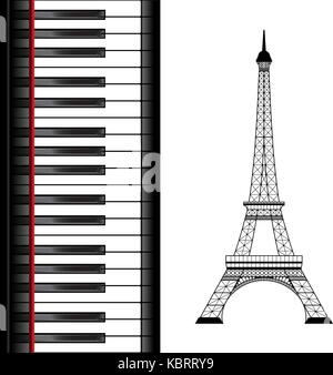 La tour eiffel avec piano Illustration de Vecteur