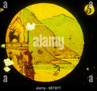 Cette image présente un cadre de 16 photos montrant divers bâtiments et paysages, avec une mise au point spécifique sur un paysage dans la cinquième position. Le cadre capture divers styles architecturaux et des vues naturelles. Banque D'Images