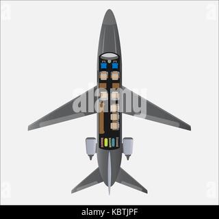 Vue de dessus de la carte siège petit jet privé Illustration de Vecteur