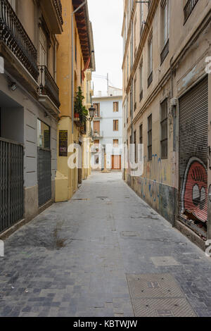 25 septembre 2016 : la tristesse de l'empty street dans la ville de Valence. Banque D'Images