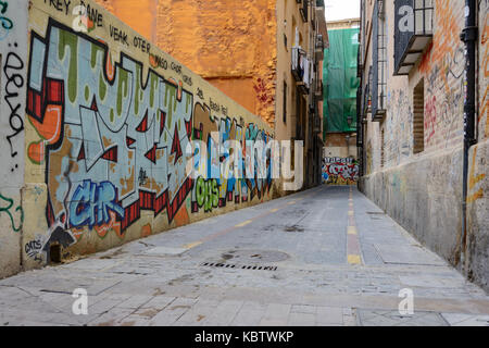 25 septembre 2016 : la tristesse de l'empty street dans la ville de Valence. Banque D'Images