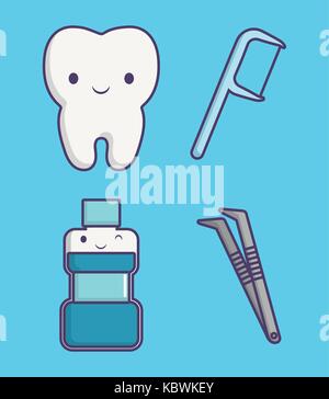 Les icônes de soins dentaires au design coloré bleu fond vector illustration Illustration de Vecteur
