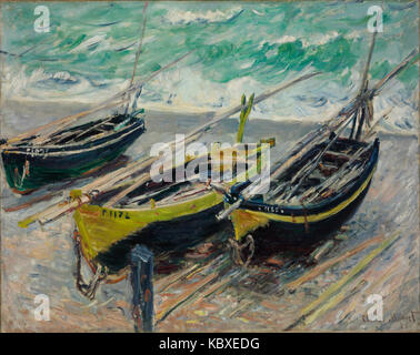 Claude Monet de trois bateaux de pêche Banque D'Images