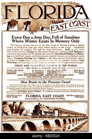 1913 La Florida East Coast Railway annonce Banque D'Images