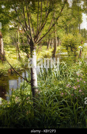 Henri Biva, l'été sur la rivière, huile sur toile, 43 x 34 cm Banque D'Images