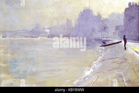 'The Towpath, Putney' de Tom Roberts, peint en 1904, représente une scène tranquille le long de la Tamise à Putney, mettant en valeur l'accent de l'artiste sur le paysage et la beauté naturelle. Banque D'Images