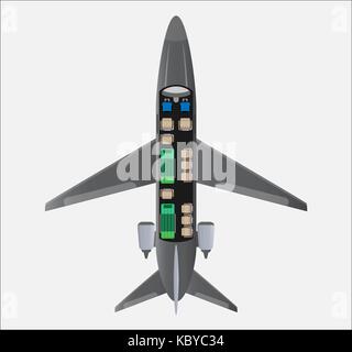 Vue de dessus de la carte siège petit air ambulance jet airplane Illustration de Vecteur