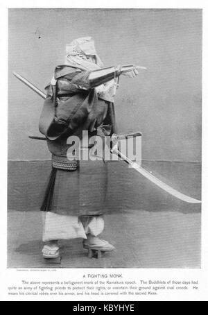 Un moine de combat, Costumes militaires du Vieux Japon. Banque D'Images