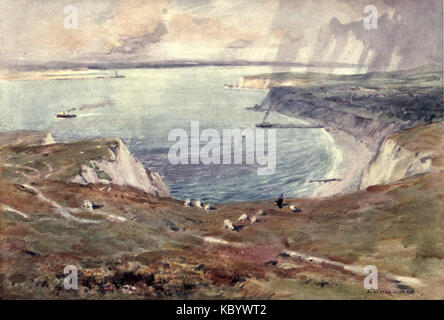 Totland Bay Île de Wight A. Heaton Cooper Banque D'Images