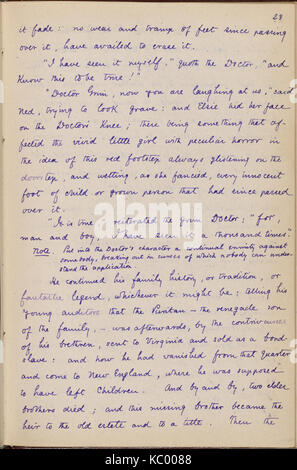 Médecin (Grimshawe's Secret). Les chapitres 1 7 dans la main de Julian Hawthorne. Non daté (NYPL b15823745 5049924) Banque D'Images
