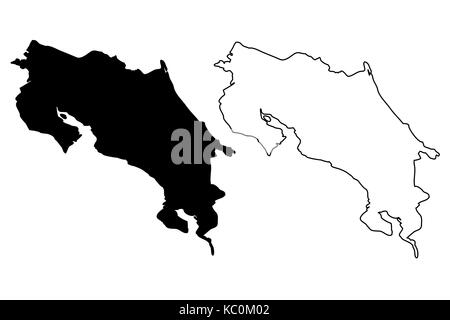 Costa rica map vector illustration gribouillage, croquis le costa rica Illustration de Vecteur