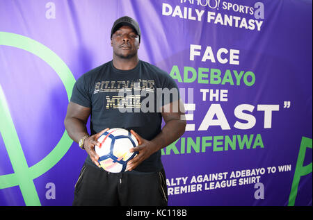 Adebayo 'la bête' akinfenwa a été publié à la yahoo sport fantasy quotidienne journée événement date limite de l'étang à boxpark, Shoreditch. Comprend : adebayo akinfenwa alias 'la bête' où : London, Royaume-Uni Quand : 31 août 2017 Source : wenn.com Banque D'Images