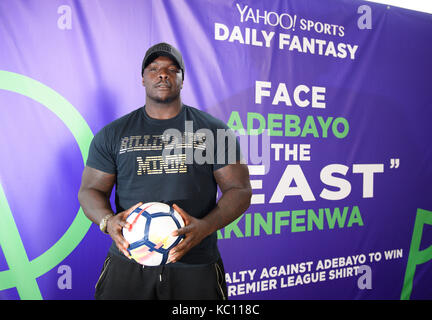 Adebayo 'la bête' akinfenwa a été publié à la yahoo sport fantasy quotidienne journée événement date limite de l'étang à boxpark, Shoreditch. Comprend : adebayo akinfenwa alias 'la bête' où : London, Royaume-Uni Quand : 31 août 2017 Source : wenn.com Banque D'Images