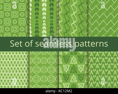 Ensemble de modèles sans couture avec des formes géométriques. La couleur de la verdure. Vector illustration Illustration de Vecteur