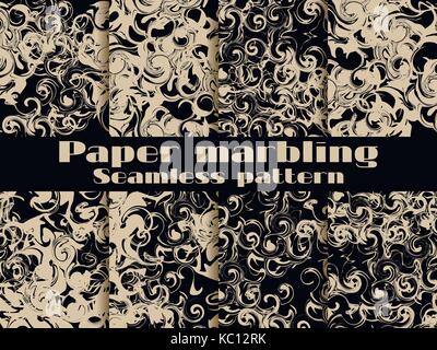 Seamless pattern set persillage. papier marbré. aquarelle dessin sur l'eau. grunge textures. vector illustration Illustration de Vecteur