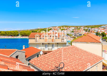 La vieille ville de Palma et la mer de toits de tuile rouge, Dalmatie, Croatie Banque D'Images