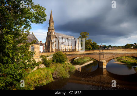 Telford le pont sur la rivière de Wansbeck, supervisé par la fin du 18e et au début du xixe siècle, ingénieur civil écossais Thomas Telford. St George's united re Banque D'Images