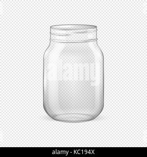 Pot en verre vide réaliste de vecteur pour la mise en conserve et la préservation sans couvercle libre isolé sur fond transparent. design modèle pour la publicité, le branding, immersive. eps10. Illustration de Vecteur