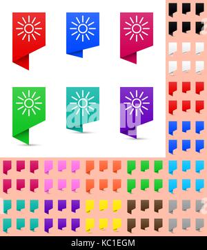 Marqueur de carte ou pointeur, marqueur angulaire des maquettes avec gradient doux en différentes couleurs. prêt pour votre modèle de marqueur différentes icônes. Illustration de Vecteur