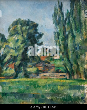 Paul Cézanne : Paysage avec les peupliers (1885-7) Banque D'Images