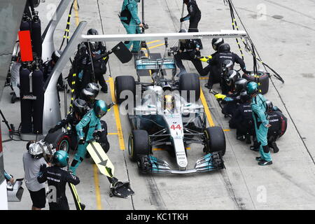 Sepang, Malaisie. 1er octobre 2017. Sports motorisés : Championnat du monde de Formule 1 FIA 2017, Grand Prix de Malaisie, #44 Lewis Hamilton (GBR, Mercedes AMG Petronas F1 Team), | Verwendung weltweit crédit : dpa/Alay Live News Banque D'Images