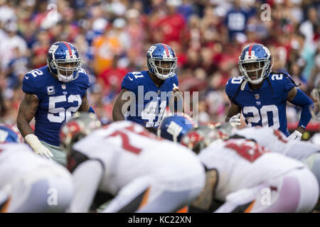 Tampa, Floride, USA. Août 31, 2017. New York Giants Dominique Rodgers-Cromartie évoluait (41) pendant le match contre les Tampa Bay Buccaneers le dimanche 1 octobre 2017 au Raymond James Stadium de Tampa, Floride. Credit : Travis Pendergrass/ZUMA/Alamy Fil Live News Banque D'Images