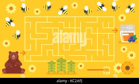 Jeu de labyrinthe pour enfants modèle. Illustration de Vecteur