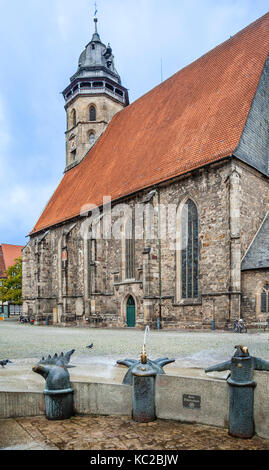 Allemagne, Basse-Saxe, Hann. Münden, de style gothique de l'Église luthérienne St Blasius Banque D'Images