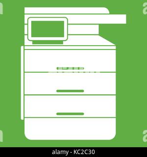 Appareil multifonction, fax, copieur et scanner vert icône Illustration de Vecteur
