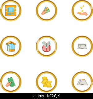 Finances icons set, cartoon style Illustration de Vecteur