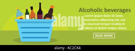 Les boissons alcoolisées banner concept horizontal Illustration de Vecteur