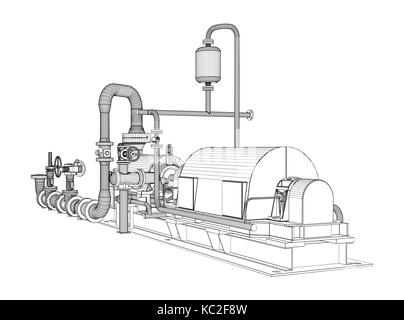 Pompe industrielle en fil de fer Illustration de Vecteur