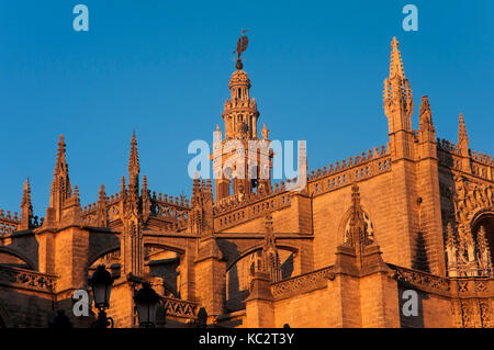 Cathédrale et de la Giralda, Séville, Andalousie, Espagne, Europe Banque D'Images