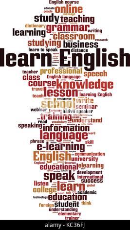 Apprendre l'anglais mot concept cloud. vector illustration Illustration de Vecteur