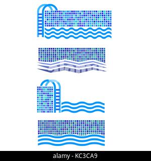 Jeu de Piscine Icône. Logo de l'eau Illustration de Vecteur