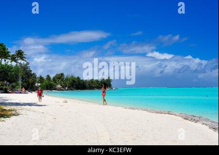 Plage de Matira, Bora Bora Banque D'Images