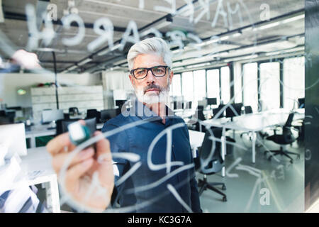 Homme d'âge mûr aux cheveux gris dans le bureau. Banque D'Images