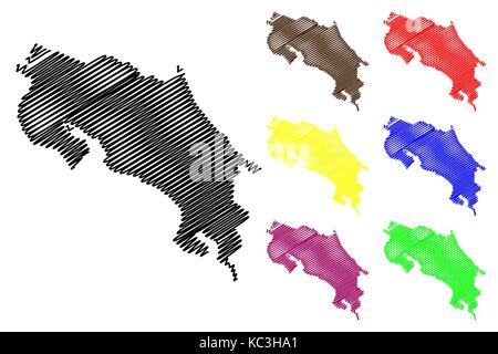 Costa rica map vector illustration gribouillage, croquis le costa rica Illustration de Vecteur