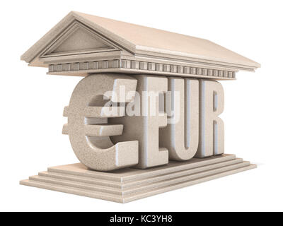 Monnaie Euro EUR temple signe 3D render illustration isolé sur fond blanc Banque D'Images