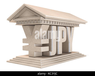 Yen japonais JPY temple symbole de devise illustration 3D render isolé sur fond blanc Banque D'Images