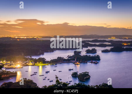 Matsushima, Japon paysage côtier de mt. otakamori. Banque D'Images